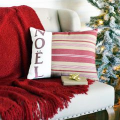 Striped Noel Throw Pillow