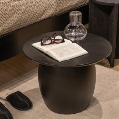 Modern Round Wood Accent Table Black