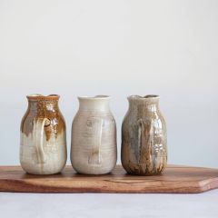 Stoneware Pitcher with Reactive Glaze Set of 3