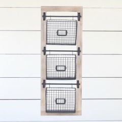 Wood Framed Metal File Wall Rack