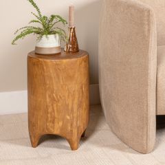 Hand Carved Wood Side Table