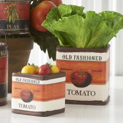 Tomato Accent Ceramic Pots Set of 2