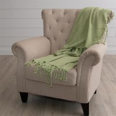 Celery Green Braided Fringe Throw