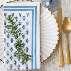 Beautiful Blues Block Print Floral Napkins Set of 4