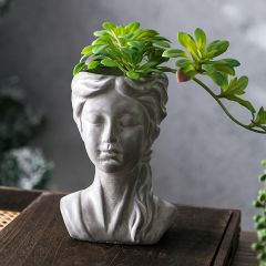 Cement Girl Bust Planter