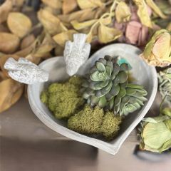 Cement Heart Planter With Birds