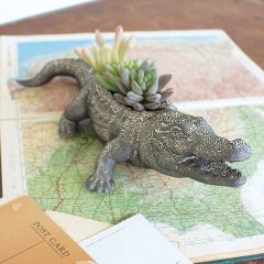 Ceramic Alligator Tabletop Planter
