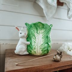 Ceramic Bunny With Cabbage Container