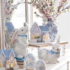 Ceramic Floral Bunny Set of 2