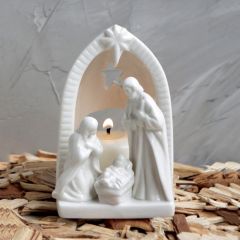 Ceramic Nativity Tealight Holder 4 Inch