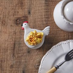 Ceramic Rooster Deviled Egg Holder Set of 4