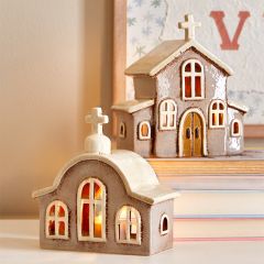 Ceramic Tabletop Church Set of 2