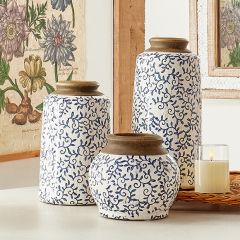 Ceramic Transferware Tabletop Vase