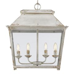 4 Light Lantern Pendant Antique Ivory