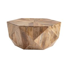 Stained Wood Hexagon Cocktail Table
