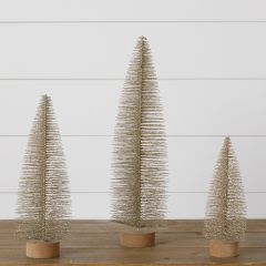 Champagne Glitter Bottlebrush Tree Set of 3