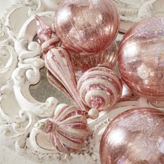 Champagne Glitter Mercury Glass Ornaments Set of 3