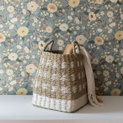 Check Pattern Handled Tote Basket