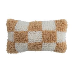 Check Pattern Shag Lumbar Pillow