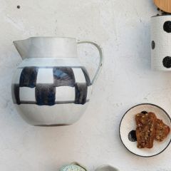 Check Pattern Stoneware Pitcher