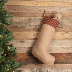 Checked Cuff Jute Christmas Stocking