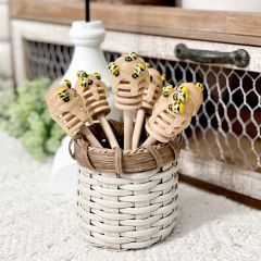 Wooden Honey Bee Dipper Set of 6