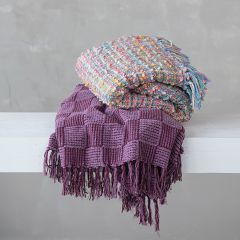 Checkered Chenille Throw Blanket