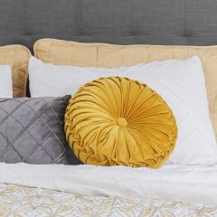 Cheerful Velvet Pleated Round Pillow