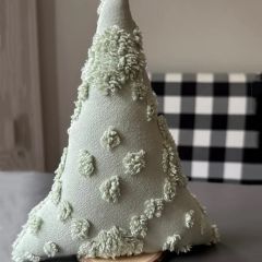 Chenille Christmas Tree On Real Wood Base