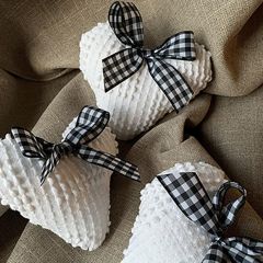 Chenille Fabric Heart Pillow Bowl Fillers Set of 3