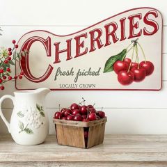 Cherries Fresh Picked Metal Wall Sign