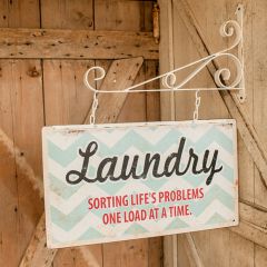 Chevron Laundry Metal Bracket Sign