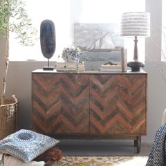 Chevron Pattern Wood Console