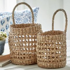 Chic Accents Handwoven Seagrass Basket Set of 2
