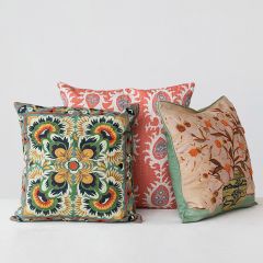 Chic and Colorful Embroidered Accent Pillow