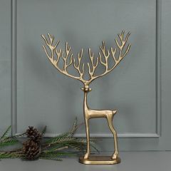 Chic Elegance Brass Plated Reindeer Figurine