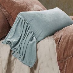 Icy Blue Long Ruffle Velvet Accent Pillow