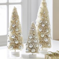 Chic Holiday Snowy Bottlebrush Trees Set of 3