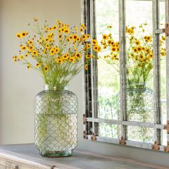 Chicken Wire Wrapped Pickle Jar Vase