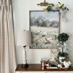 Chickens Playing In Pasture Framed Wall Art