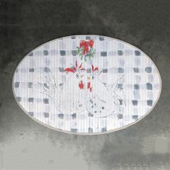Chickens Under Mistletoe Bamboo Mat