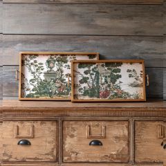 Chinois Print Handled Nesting Tray Set of 2
