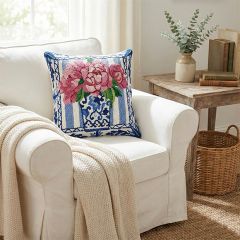 Chinoiserie Vase with Flowers Hook Pillow