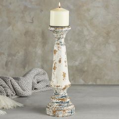 Chippy White Wood Candle Holder