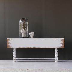 Chippy White Wood Drop Leaf Table