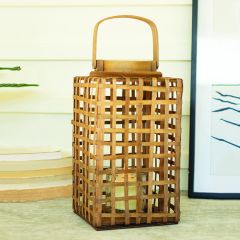 Chipwood Basket Candle Lantern with Insert