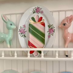 Christmas Candy Shaped Stoneware Plate