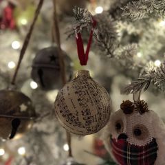 Christmas Carol Sheet Music Ornament Set of 6