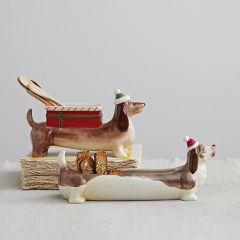 Christmas Dog Ceramic Dish 13 Inch