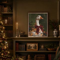 Christmas Goose With Velvet Bow Wall Art